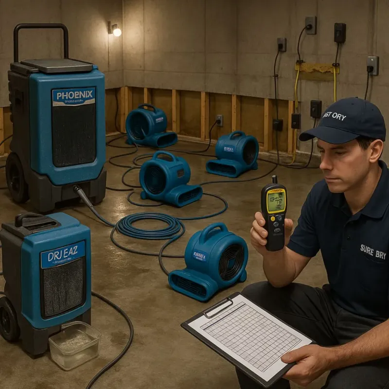 Structural Drying and Dehumidification process in East Rancho Dominguez, CA